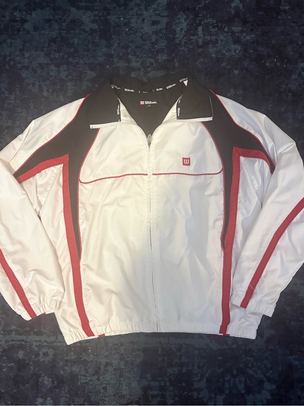 Wilson White Windbreaker with Red and Black Accents